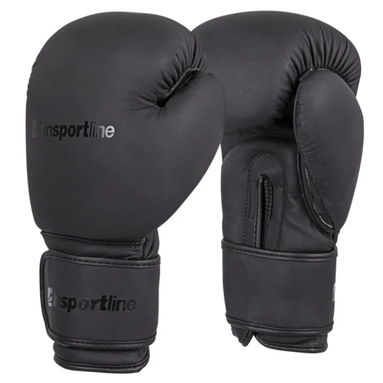 Gants de boxe en cuir pour entrainement de boxe et de kick boxing en homegym - Noir