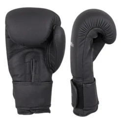 Gants de boxe en cuir pour entrainement de boxe et de kick boxing en homegym - Noir