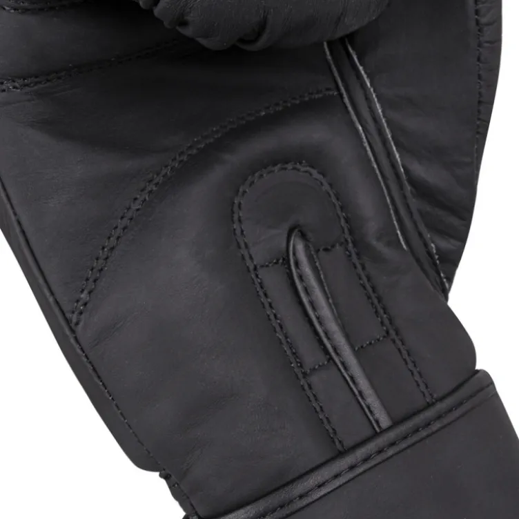 Gants de boxe en cuir pour entrainement de boxe et de kick boxing en homegym - Noir
