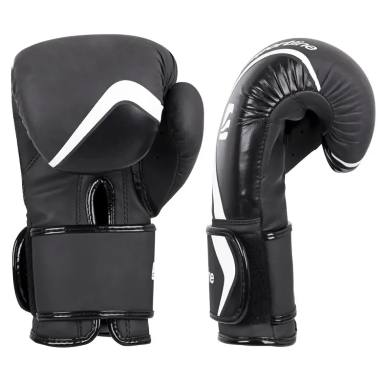 Gants de boxe noir avec large sangle velcro de qualité premium
