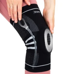 Genouillère avec coussin en silicone et renfort à ressort pour musculation et cross-training