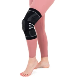 Genouillère avec coussin en silicone et renfort à ressort pour musculation et cross-training