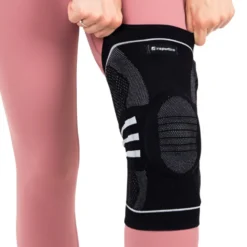 Genouillère avec coussin en silicone et renfort à ressort pour musculation et cross-training