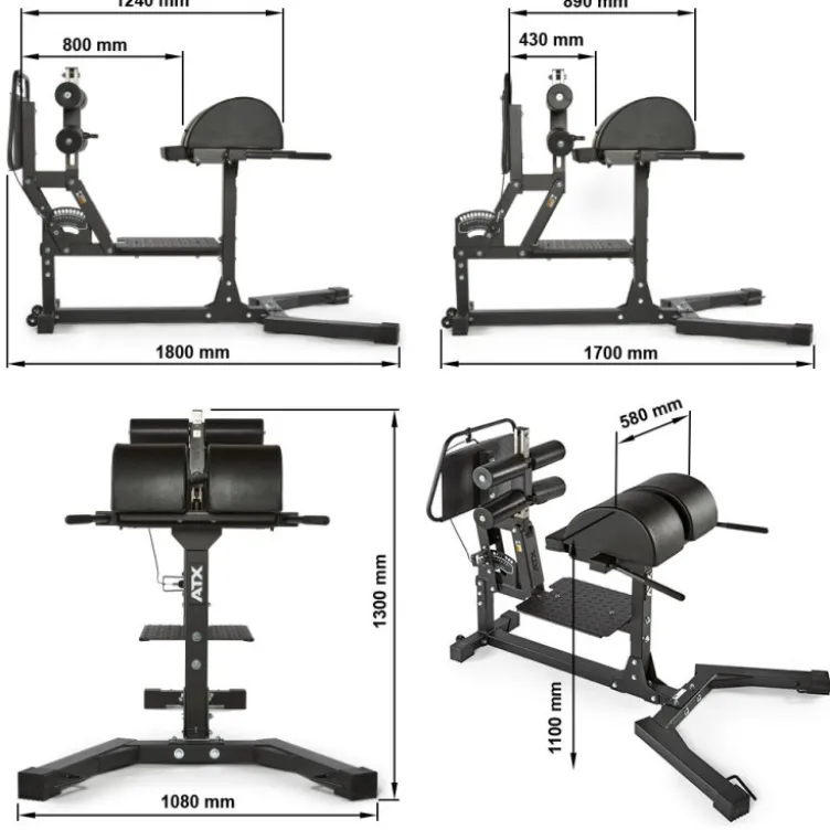 Glute Ham Trainer de musculation avec capacité de charge 500 kg - ATX