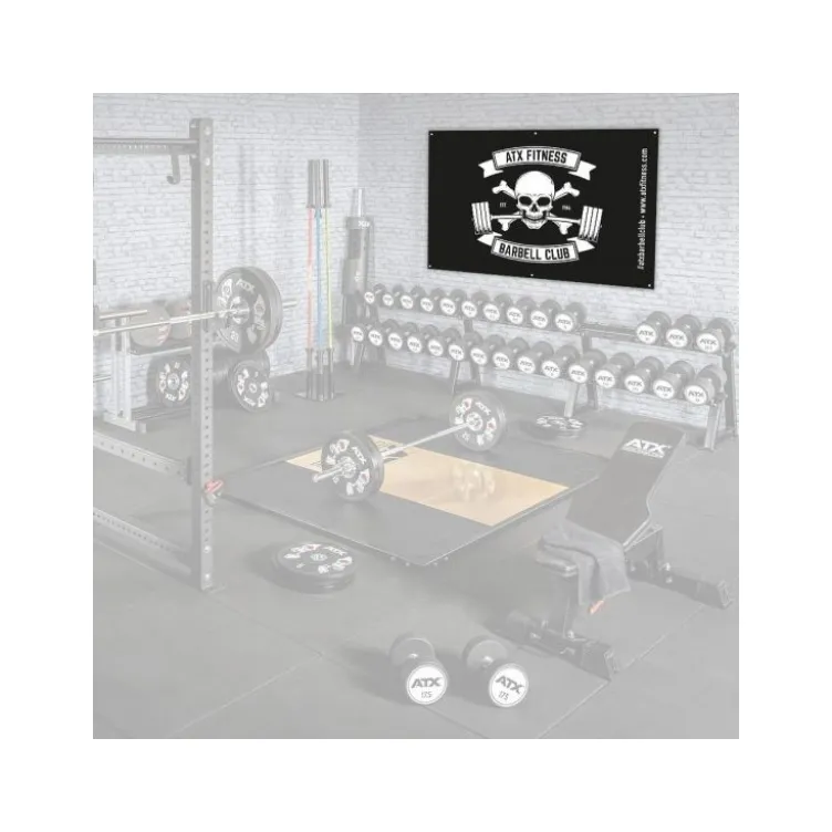 Grand drapeau ATX - Barbell club logo tête de mort