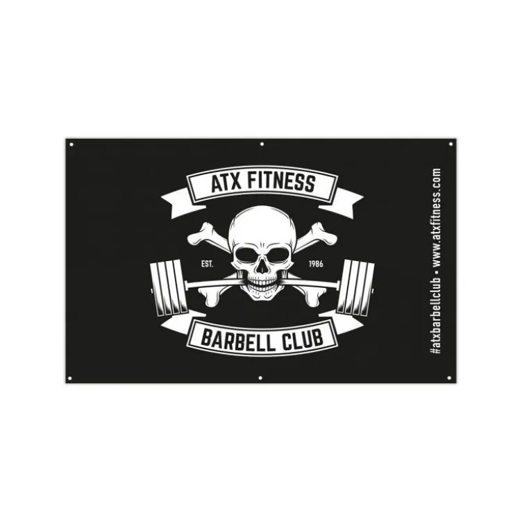 Grand drapeau ATX - Barbell club logo tête de mort