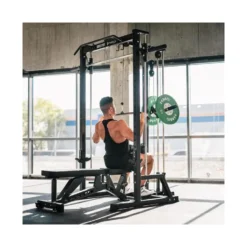 Half rack avec barre guidée et poulie haute et basse à charge libre - Capacité de charge 136 kg