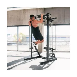 Half rack avec barre guidée et poulie haute et basse à charge libre - Capacité de charge 136 kg