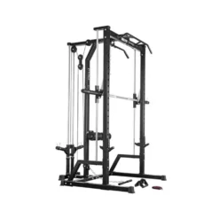 Half rack avec barre guidée et poulie haute et basse à charge libre - Capacité de charge 136 kg