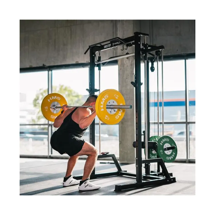 Half rack avec barre guidée et poulie haute et basse à charge libre - Capacité de charge 136 kg