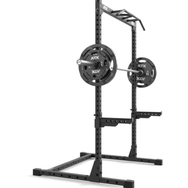 Half rack de musculation ATX série 500 de 195 cm avec barres de sécurité et crochets en J