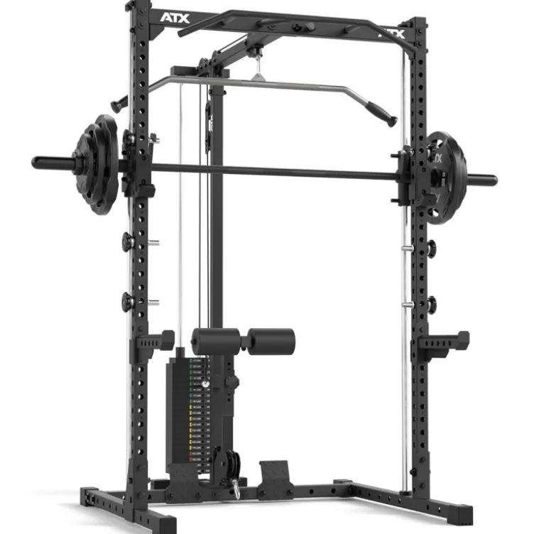 Half rack de musculation avec poulie à colonne de poids 100 kg et barre guidée - Série 500