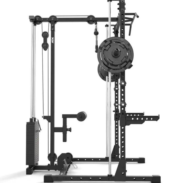 Half rack de musculation avec poulie à colonne de poids 100 kg et barre guidée - Série 500