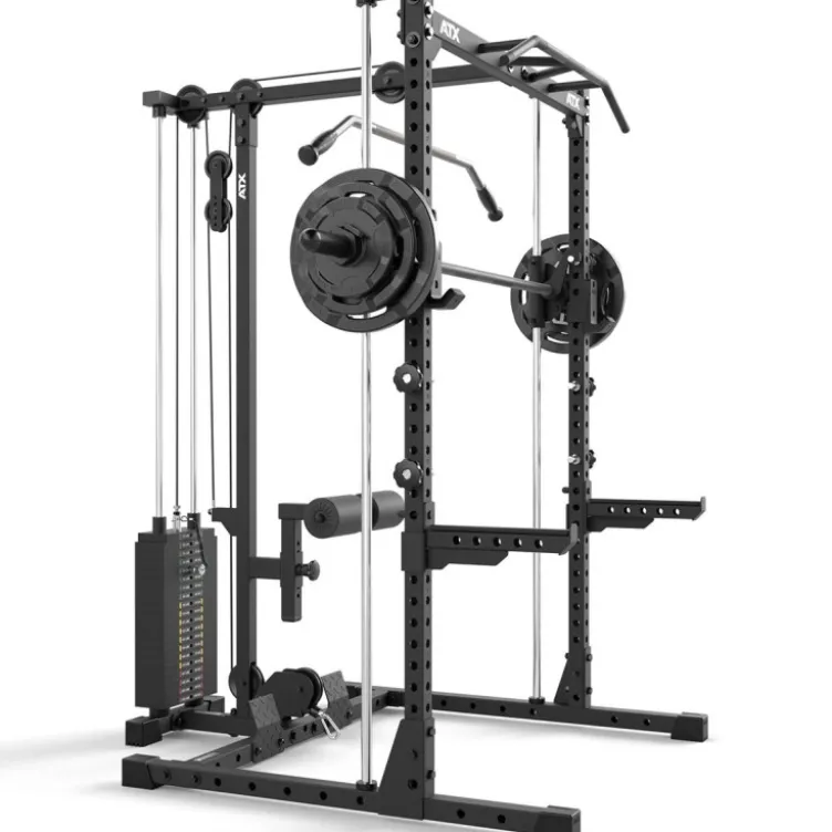 Half rack de musculation avec poulie à colonne de poids 100 kg et barre guidée - Série 500