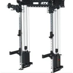 Half rack à fixation murale avec double colonne de poids de 90 kg et système à poulie pivotant ATX