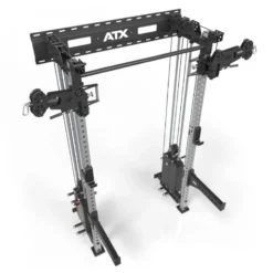 Half rack à fixation murale avec double colonne de poids de 90 kg et système à poulie pivotant ATX