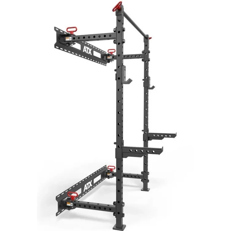 Half Rack mural et pliable ATX compact hauteur 198 cm avec crochet en J pour Home-Gym