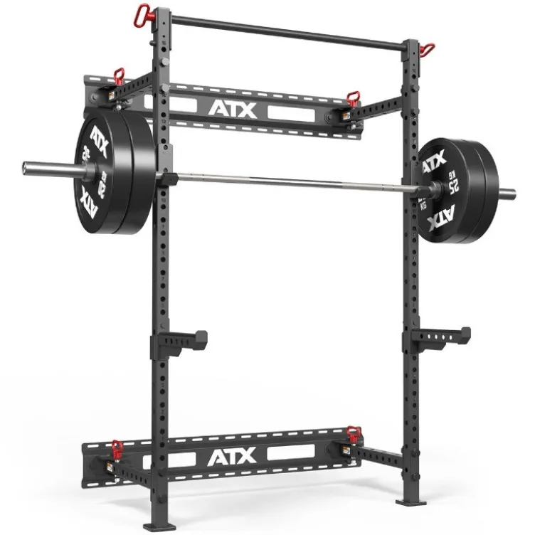 Half Rack mural et pliable ATX compact hauteur 198 cm avec crochet en J pour Home-Gym
