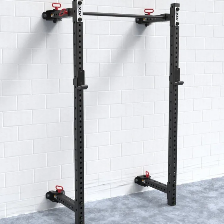 Half rack pliant à fixation murale charge 500 kg avec crochets en J