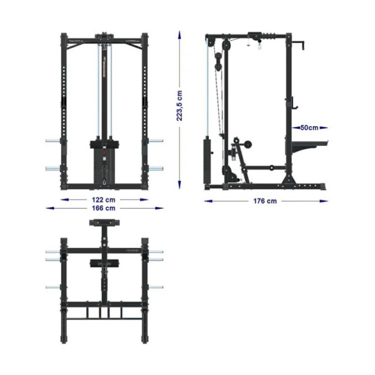 Half rack pro charge 400 kg avec poulie à colonne de poids