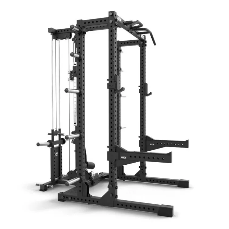 Half rack à squat ATX avec poulie à charge libre et extension de stockage pour séances de musculation complètes - Série 700