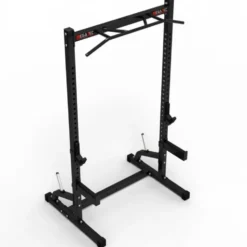 Half rack à squat et développé couché avec barre de traction