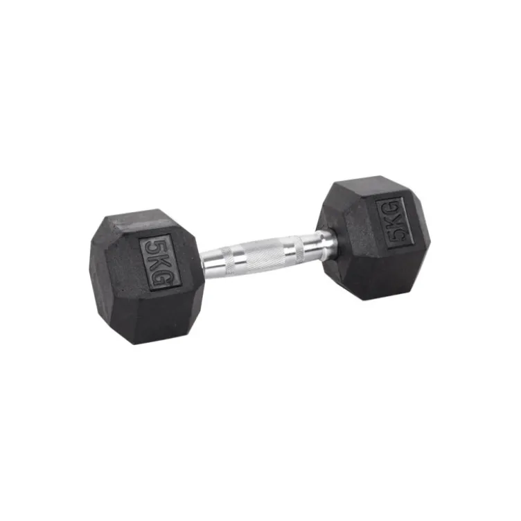 Haltère de musculation hexagonal en caoutchouc à l'unité de 3 kg à 40 kg pour entraînement complet