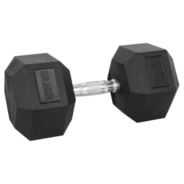 Haltère de musculation hexagonal en caoutchouc à l'unité de 3 kg à 40 kg pour entraînement complet
