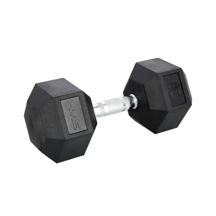Haltère hexagonal compact et professionnel 20 kg avec revêtement en caoutchouc