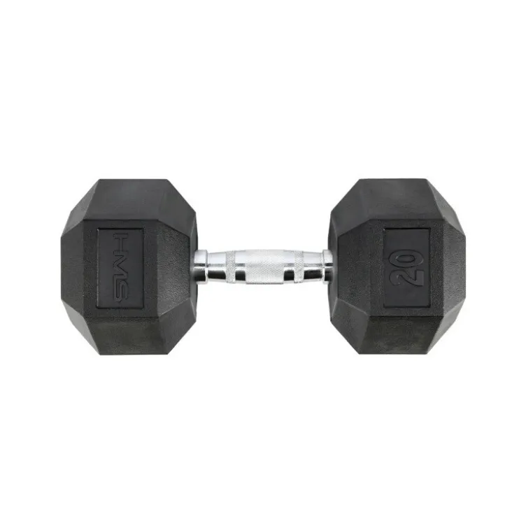 Haltère hexagonal compact et professionnel 20 kg avec revêtement en caoutchouc