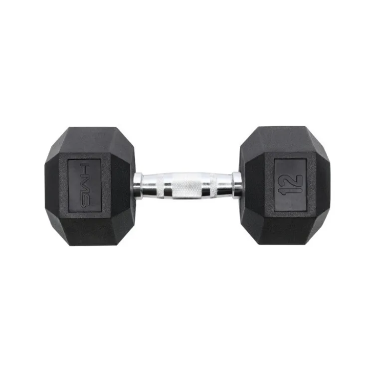 Haltère hexagonal de musculation en acier et caoutchouc - A l'unité 12 kg
