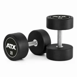 Haltères de musculation design ATX de 2,5 à 60 kg conception en acier caoutchouté avec poignée à moletage médium
