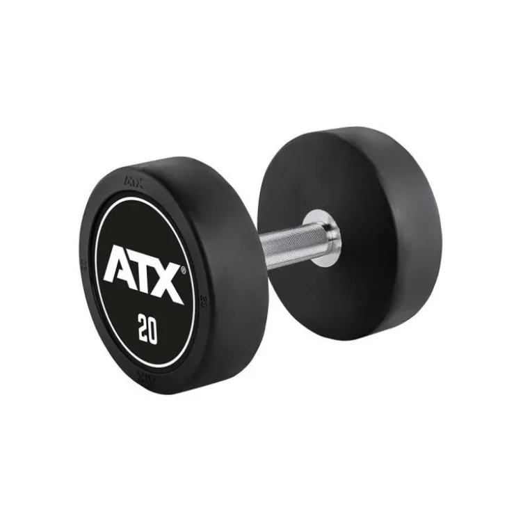Haltères de musculation design ATX de 2,5 à 60 kg conception en acier caoutchouté avec poignée à moletage médium