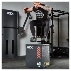 Jump Box de cross-training en bois et en mousse ATX 3 en 1 : 40 x 50 x 60 cm