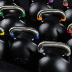 Kettlebells de compétition ATX de 8 à 48 kg avec code couleur et poignée de précision 34 mm