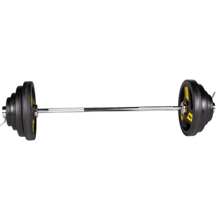 Kit barre de musculation olympique et 37.5 kg de plaques de poids avec isolateur à biceps