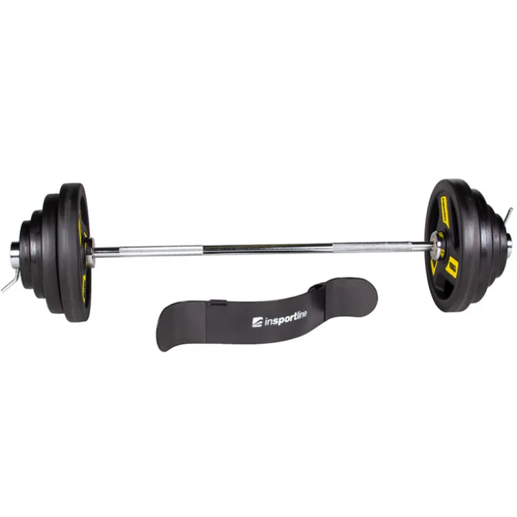 Kit barre de musculation olympique et 37.5 kg de plaques de poids avec isolateur à biceps