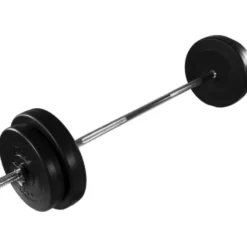 Kit barre haltère longue standard filetée avec poids 30 à 60 kg
