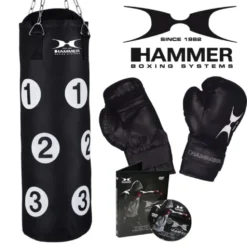 Kit de boxe adulte - Sac avec zones de frappe numérotées, gants de boxe et DVD d'entraînements