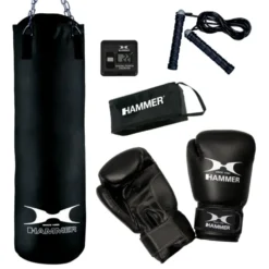 Kit de boxe professionnel - ensemble d'équipement adulte - sac de frappe noir en nylon