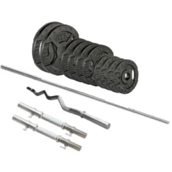 Kit de 3 x barres standards et poids de musculation 25 kg BASIC