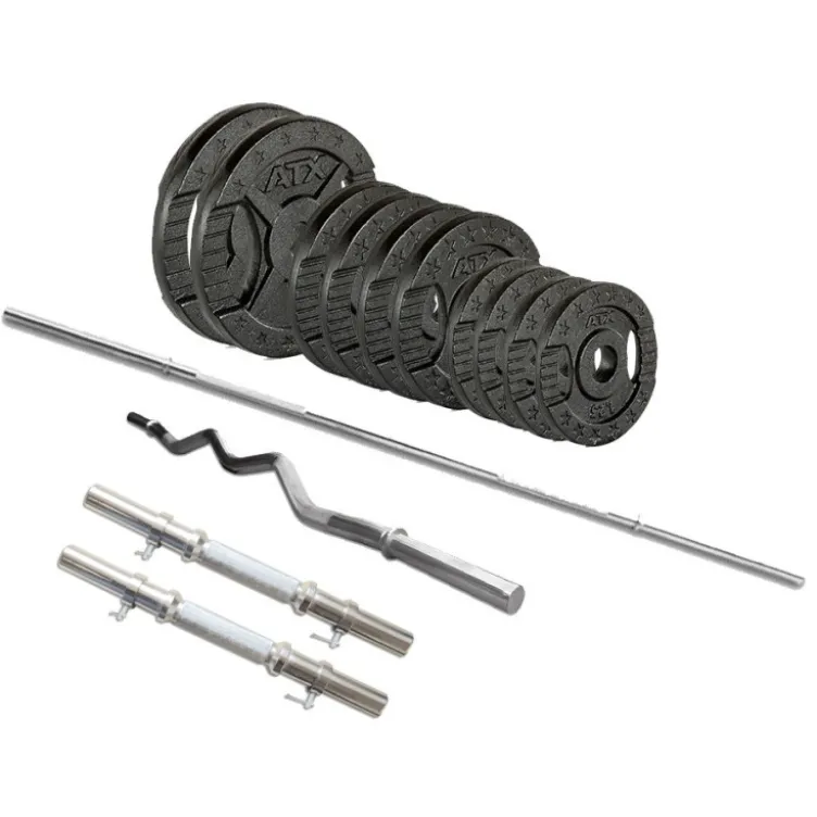 Kit de 3 x barres standards et poids de musculation 25 kg BASIC