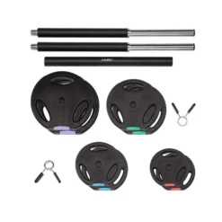 Kit d'haltères avec disques de poids d'un total de 37,5 kg et pinces de serrages x 2