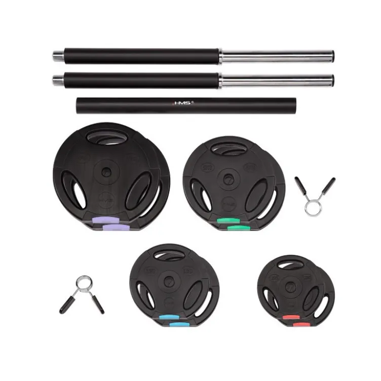Kit d'haltères avec disques de poids d'un total de 37,5 kg et pinces de serrages x 2