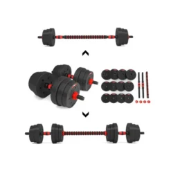 Kit d'haltères avec disques de poids et une barre extensible pour homegym - 20 KG