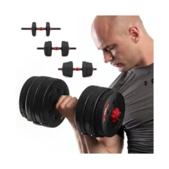 Kit d'haltères avec disques de poids et une barre extensible pour homegym - 20 KG