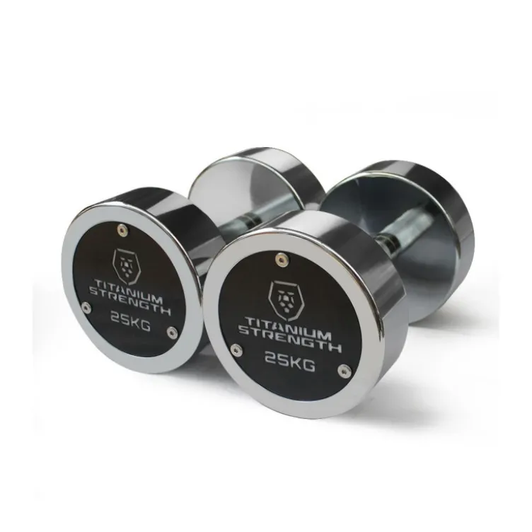 Kit d'haltères chromés de 2,5 à 30 kg avec support de stockage horizontal - 12 paires d'haltères Titanium Strength CHD30