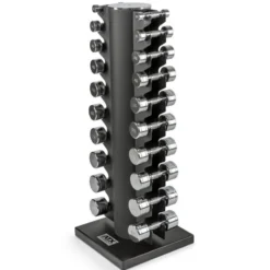 Kit d'haltères chromés 1 à 10 kg avec colonne de rangement pour 10 paires d'haltères - ATX