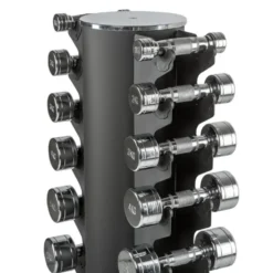 Kit d'haltères chromés 1 à 10 kg avec colonne de rangement pour 10 paires d'haltères - ATX
