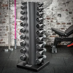 Kit d'haltères chromés 1 à 10 kg avec colonne de rangement pour 10 paires d'haltères - ATX